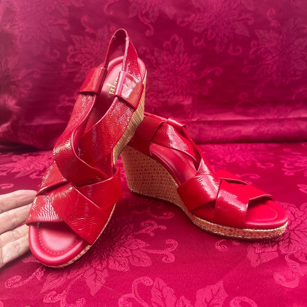 Cole Haan Red Wedge Sandals
